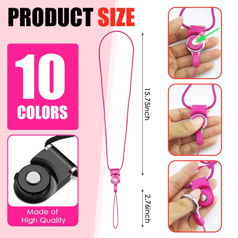Chris.W 10Pcs Detachable Long Cell Phone Neck Lanyard, 18" Braided Neck Nylon Strap for Mobile Phone/Bus Card ID Card Badge Camera USB Flash Drive, Assorted Color - Image 2